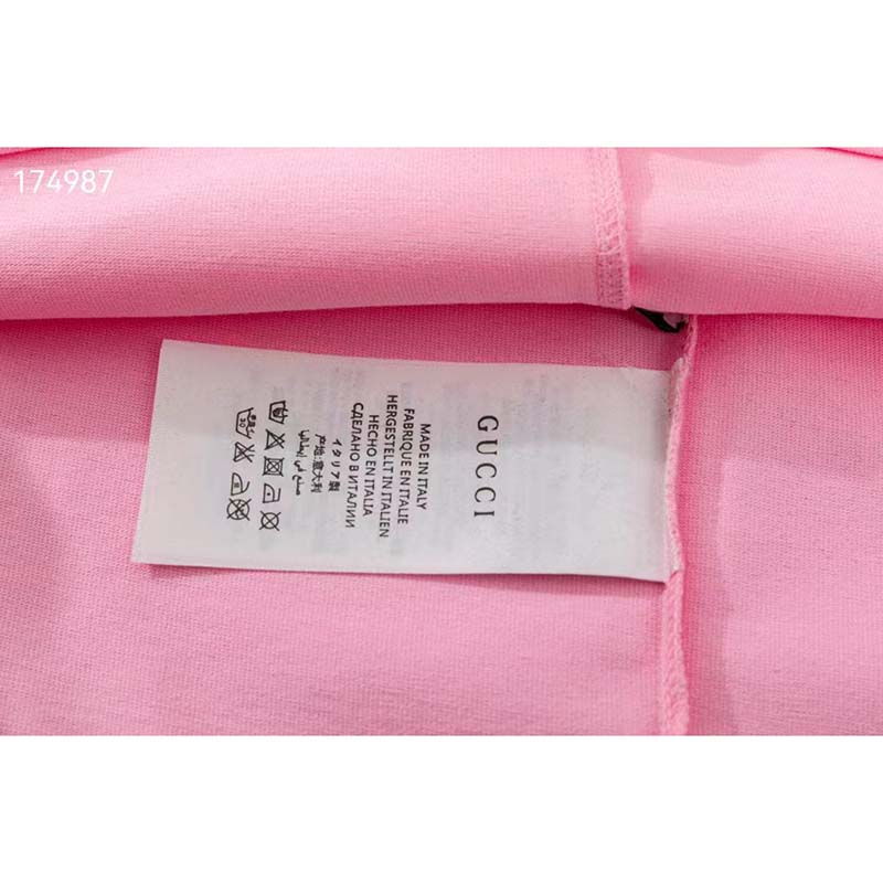 Gucci GG Women Gucci Pineapple Cotton T-Shirt Pink Jersey Crewneck Oversize Fit