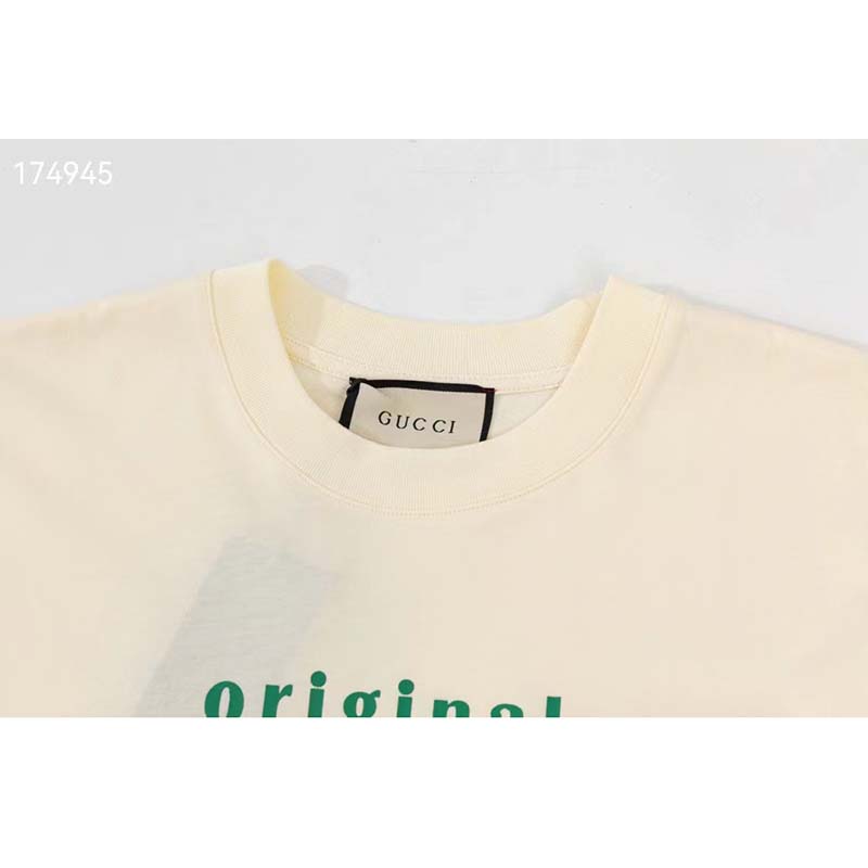 Gucci GG Women Original Gucci Print Oversize T-Shirt White Cotton Jersey Crewneck