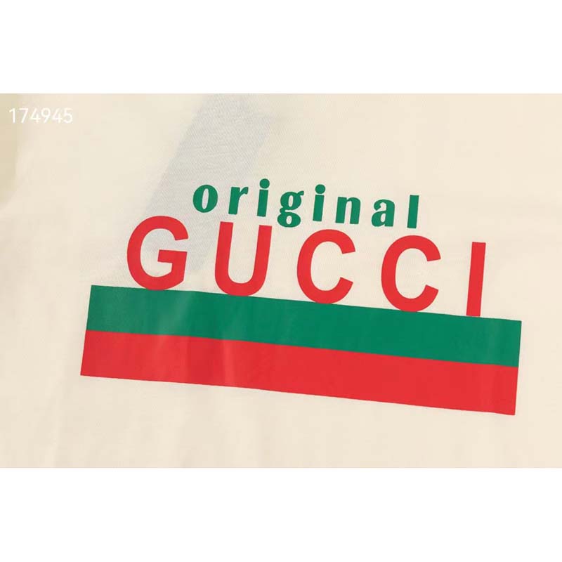 Gucci GG Women Original Gucci Print Oversize T-Shirt White Cotton Jersey Crewneck