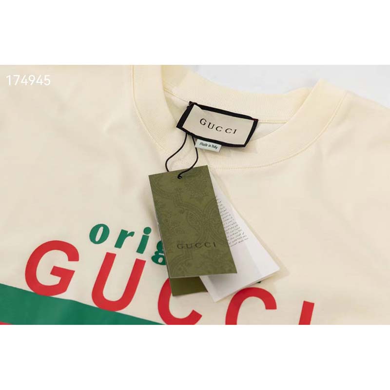 Gucci GG Women Original Gucci Print Oversize T-Shirt White Cotton Jersey Crewneck