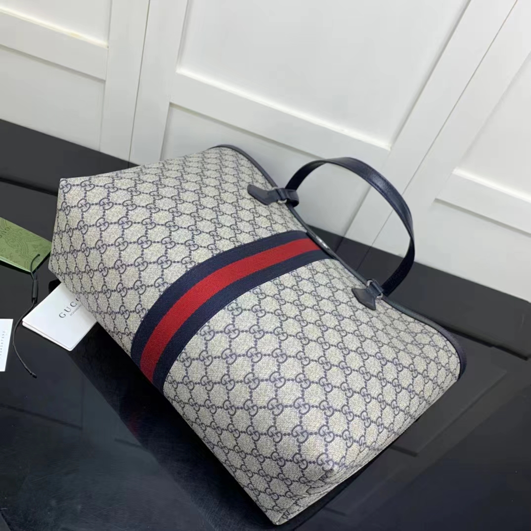 Gucci GG Unisex Ophidia Medium GG Tote Bag Beige Blue Supreme Canvas