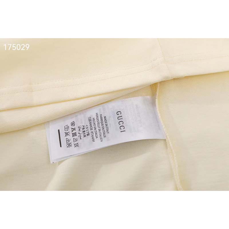 Gucci GG Women Bananya Cat Cotton T-Shirt White Cotton Jersey Crewneck Oversize Fit