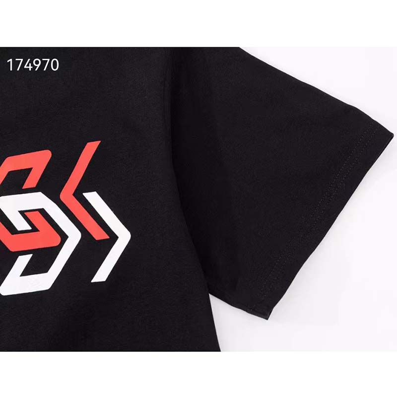 Gucci GG Women Cotton Jersey T-Shirt Black Gucci Mirror Print Crewneck Oversize Fit