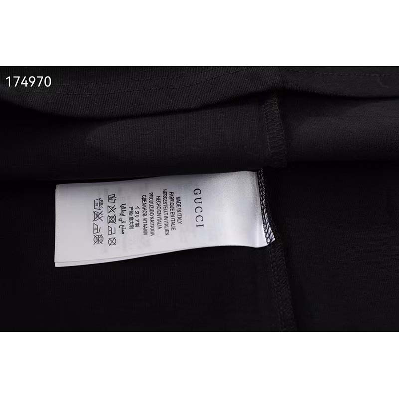 Gucci GG Women Cotton Jersey T-Shirt Black Gucci Mirror Print Crewneck Oversize Fit