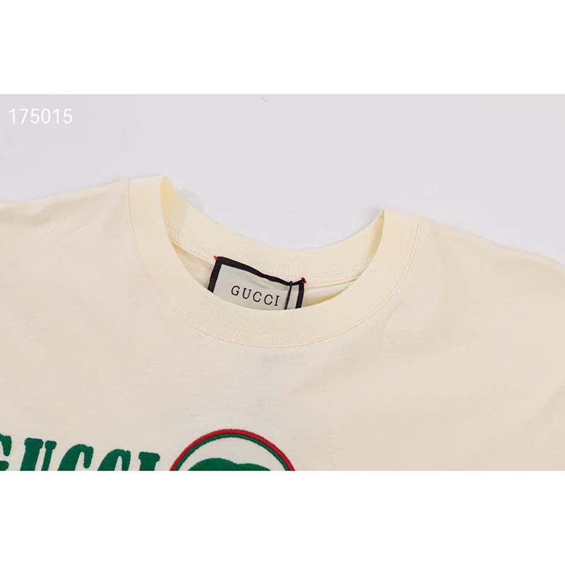 Gucci GG Men Cotton T-Shirt White Cotton Jersey Crewneck Oversize
