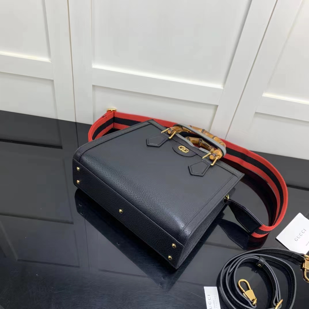 Gucci GG Women Diana Small Tote Bag Double G Black Leather