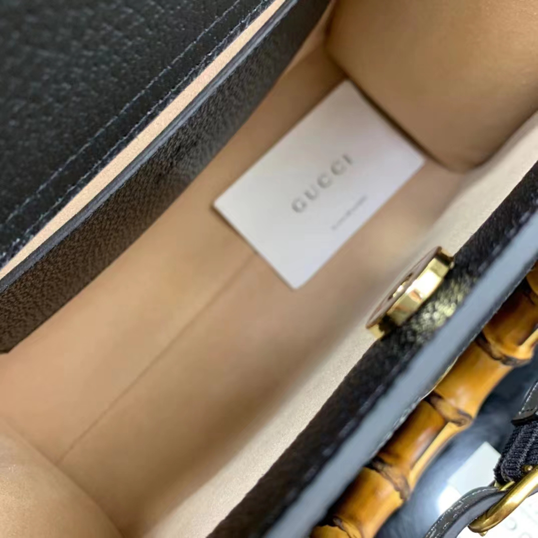 Gucci GG Women Diana Small Tote Bag Double G Black Leather