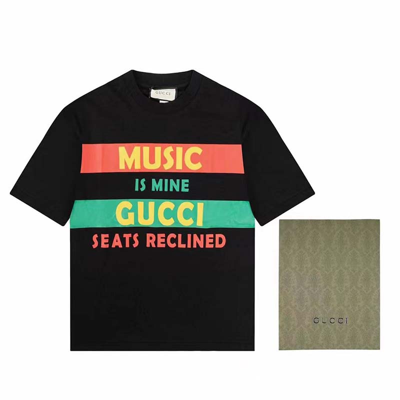 Gucci GG Women Gucci 100 Cotton T-Shirt Black Cotton Jersey Crewneck Oversize Fit