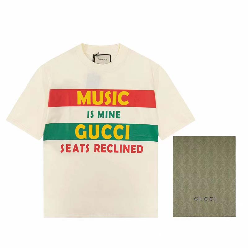 Gucci GG Women Gucci 100 Cotton T-Shirt White Cotton Jersey Crewneck Oversize Fit