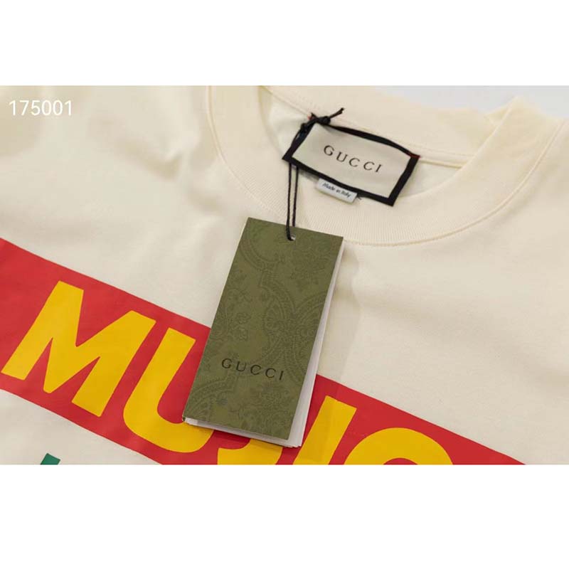 Gucci GG Women Gucci 100 Cotton T-Shirt White Cotton Jersey Crewneck Oversize Fit