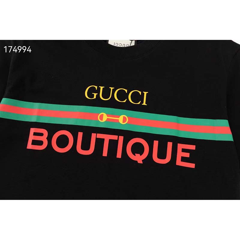 Gucci GG Men Gucci Boutique Print Oversize T-Shirt Cotton Jersey Crewneck