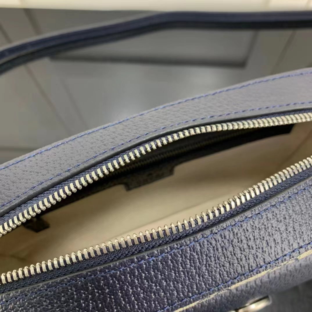 Gucci GG Unisex Horsebit 1955 Small Bag Beige Blue GG Supreme Canvas