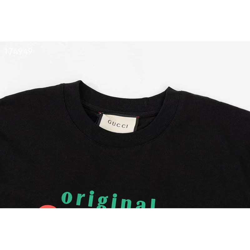 Gucci GG Women Original Gucci Print Oversize T-Shirt Black Cotton Jersey Crewneck