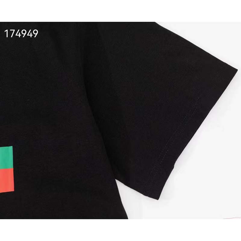Gucci GG Women Original Gucci Print Oversize T-Shirt Black Cotton Jersey Crewneck