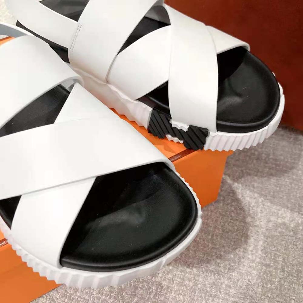 Hermes Women Electric Sandal in Calfskin-White