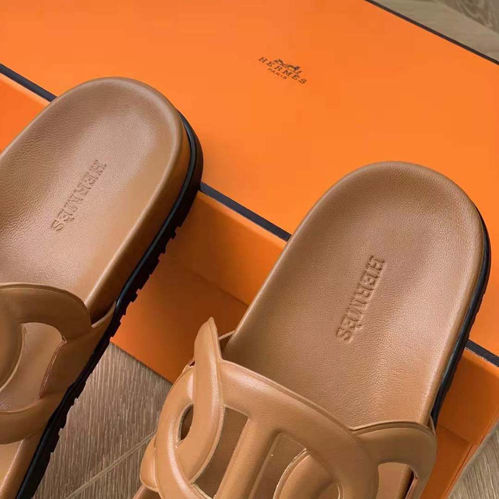 Hermes Women Extra Sandal in Nappa Leather-Brown