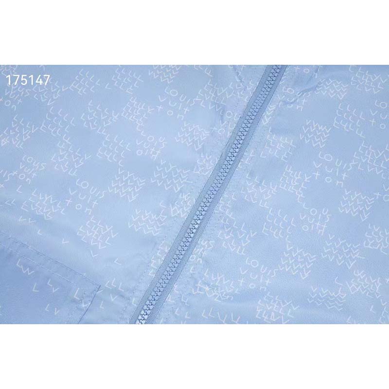 Louis Vuitton LV Men Damier Spread Windbreaker Polyester Blue Regular Fit