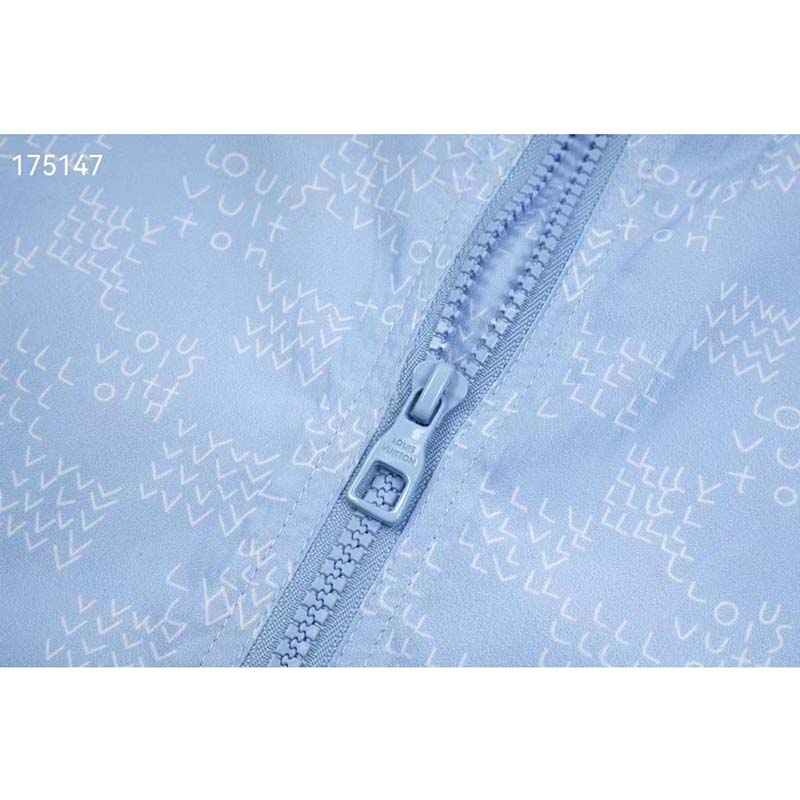 Louis Vuitton LV Men Damier Spread Windbreaker Polyester Blue Regular Fit