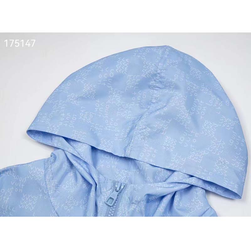 Louis Vuitton LV Men Damier Spread Windbreaker Polyester Blue Regular Fit