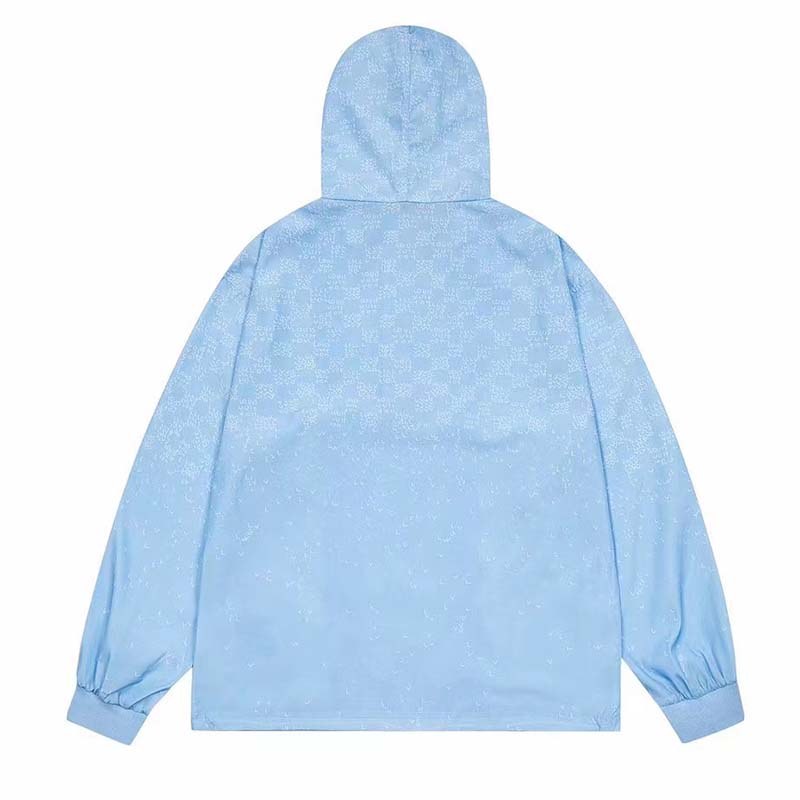 Louis Vuitton LV Men Damier Spread Windbreaker Polyester Blue Regular Fit
