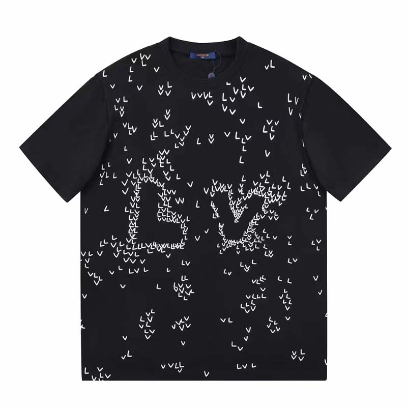 Louis Vuitton LV Women Spread Embroidered T-Shirt Cotton Black Regular Fit