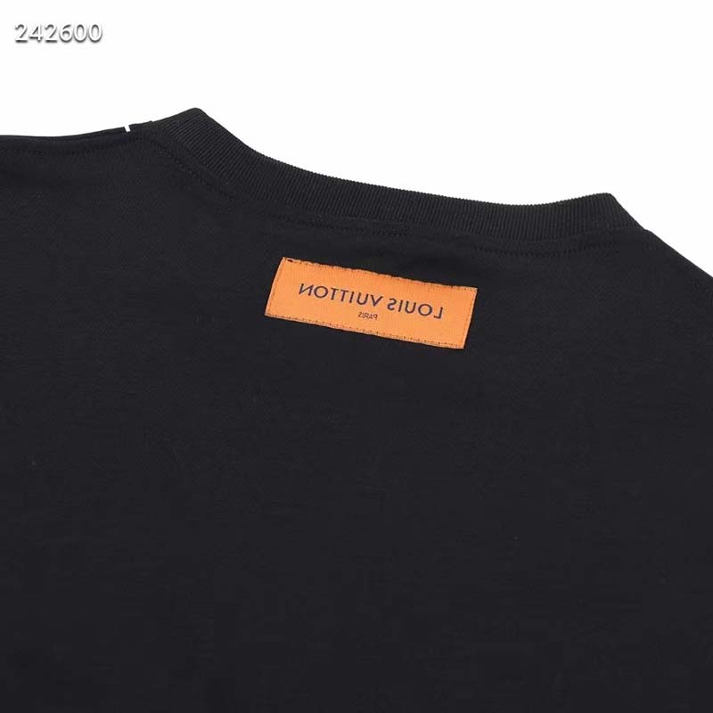 Louis Vuitton LV Women Spread Embroidered T-Shirt Cotton Black Regular Fit