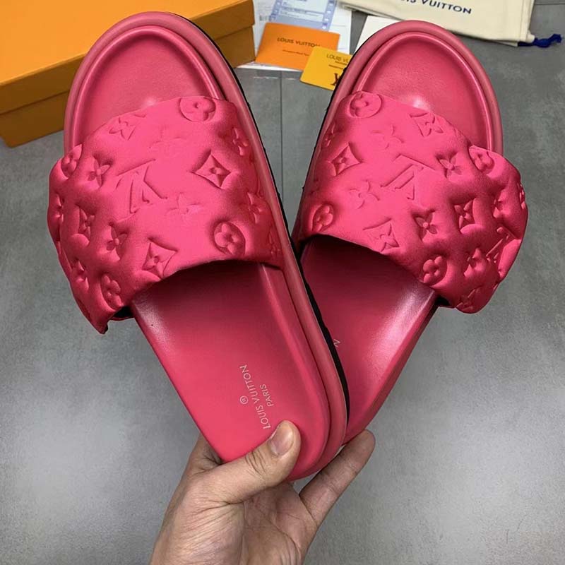 Louis Vuitton LV Unisex Pool Pillow Flat Comfort Mule Fuchsia Pink Monogram