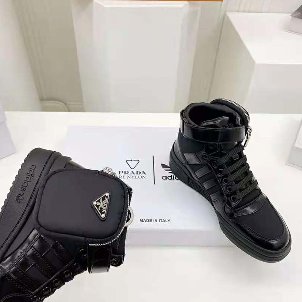 Prada Women Adidas for Prada Re-Nylon Forum High-Top Sneakers-Black