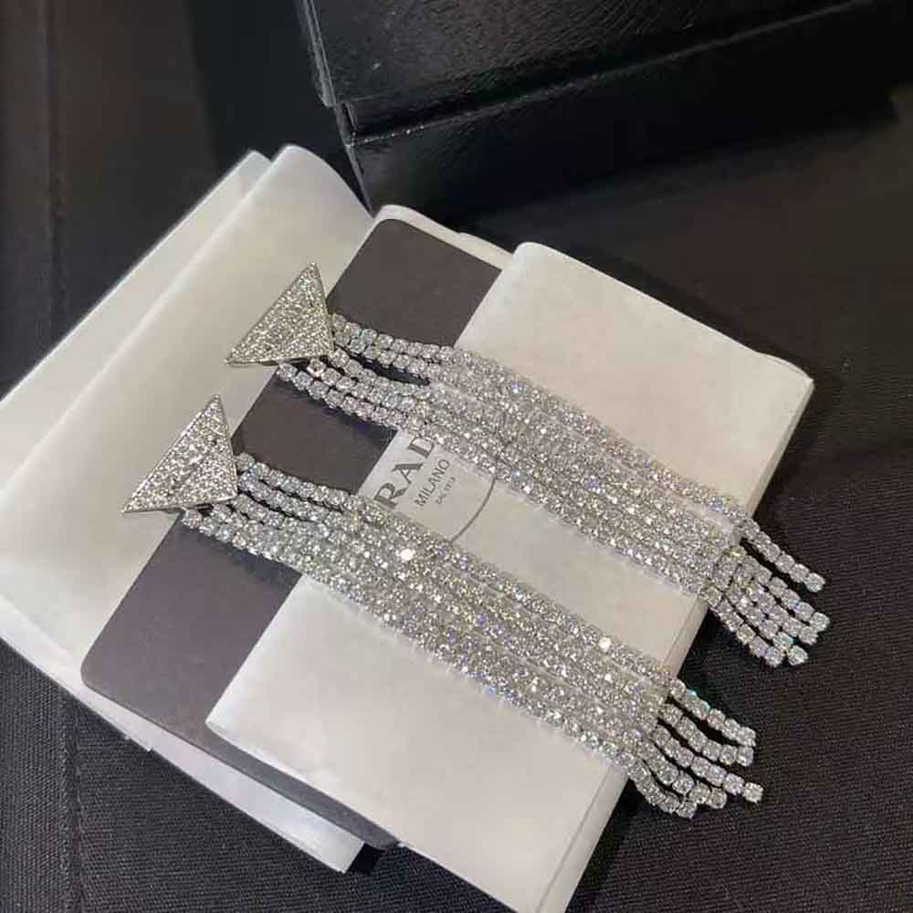 Prada Women Crystal Logo Jewels Zirconia Earrings