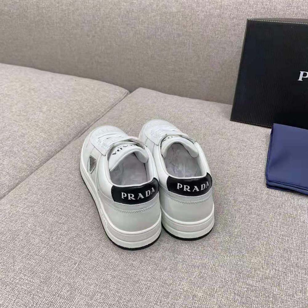 Prada Men Downtown Perforated Leather Sneakers-White