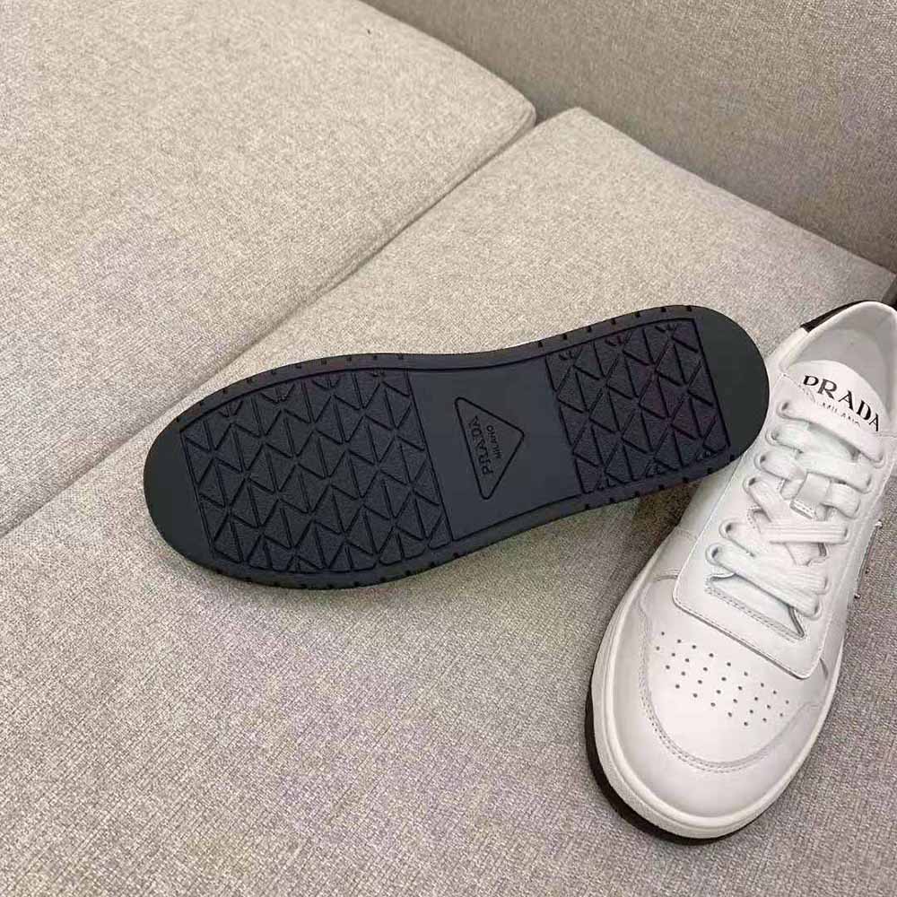 Prada Men Downtown Perforated Leather Sneakers-White