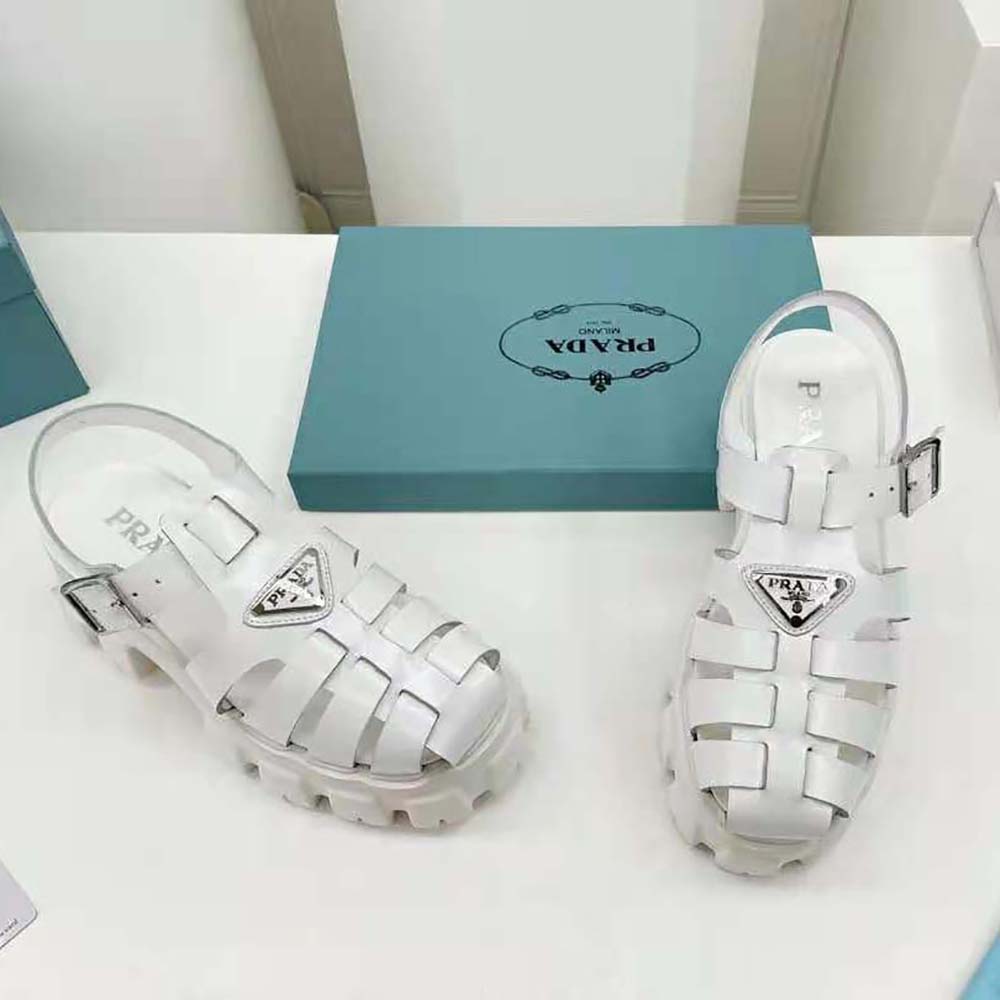 Prada Women Foam Rubber Sandals in 55 mm Heel Height-White