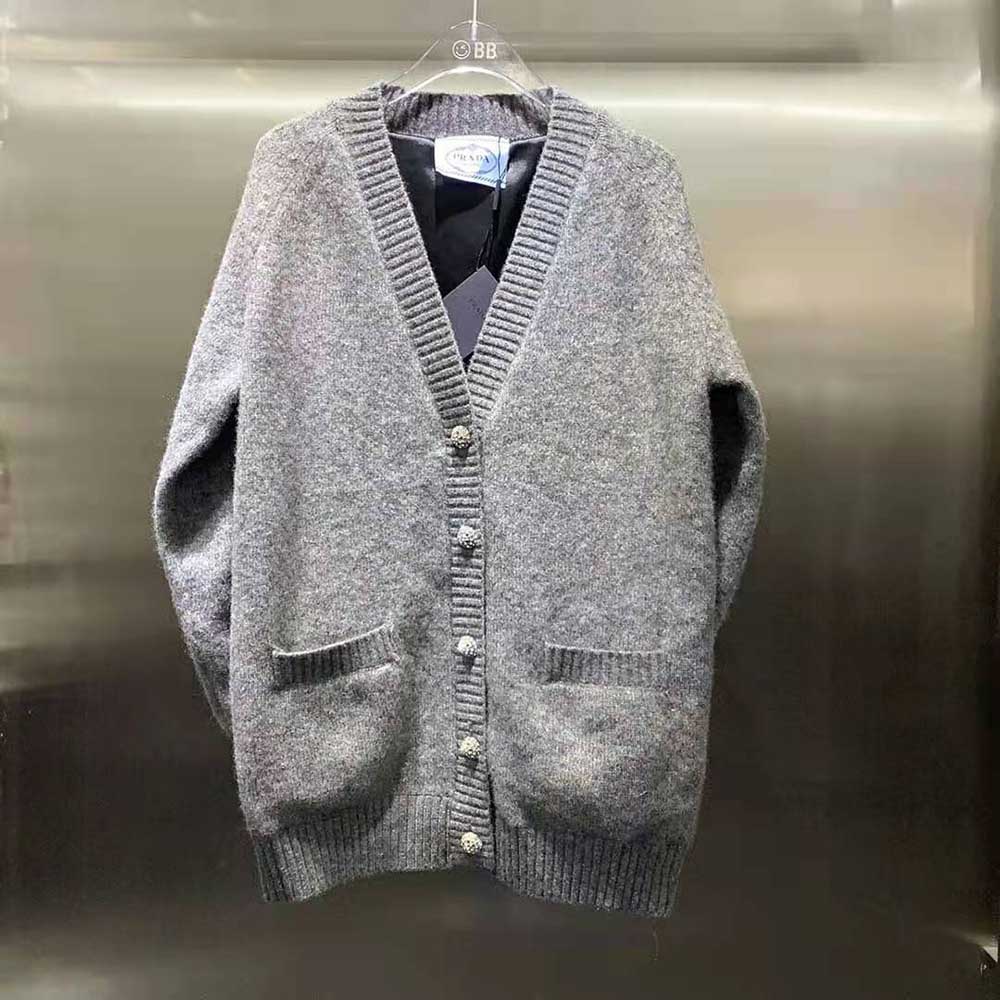 Prada Women Oversized Shetland Wool Cardigan