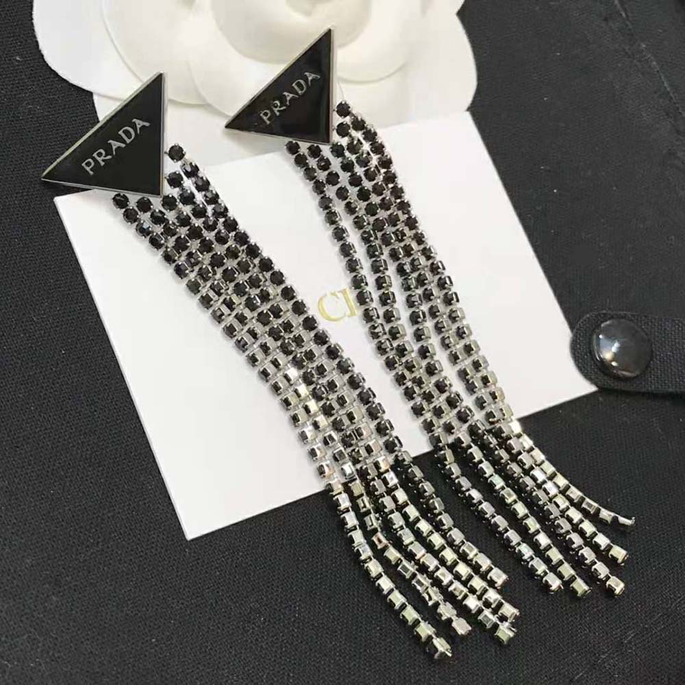 Prada Women Prada Symbole Drop Earrings-Black