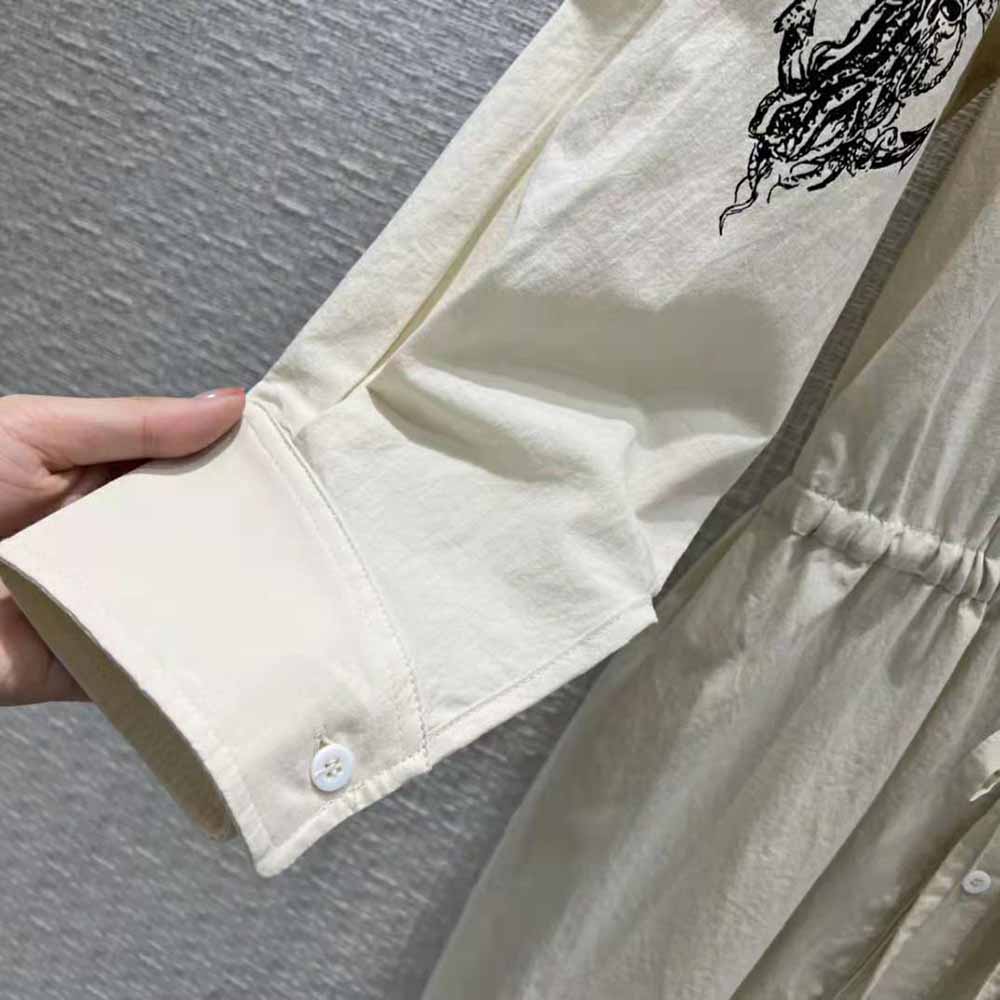 Prada Women Printed Canvas Dress is Decorated with Motifs Made