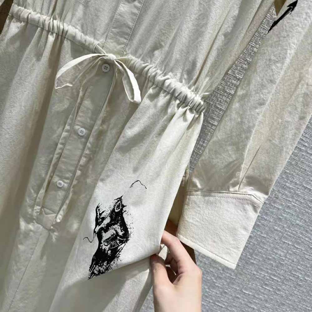 Prada Women Printed Canvas Dress is Decorated with Motifs Made