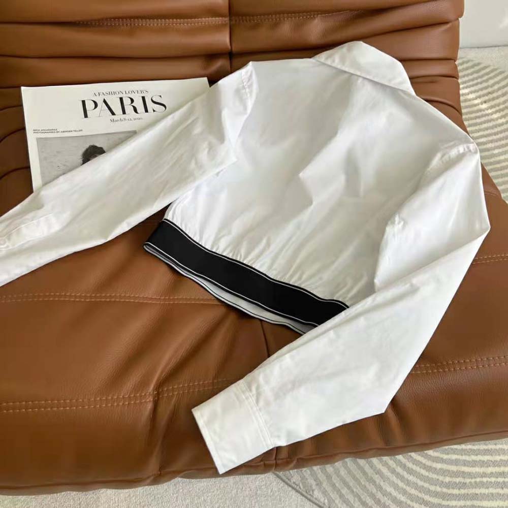 Prada Women Stretch Poplin Shirt with a Hybrid Design Reinvents
