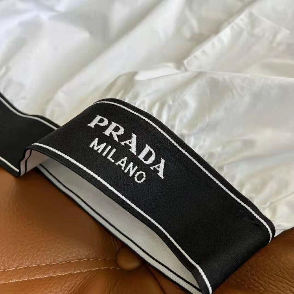 Prada Women Stretch Poplin Shirt with a Hybrid Design Reinvents