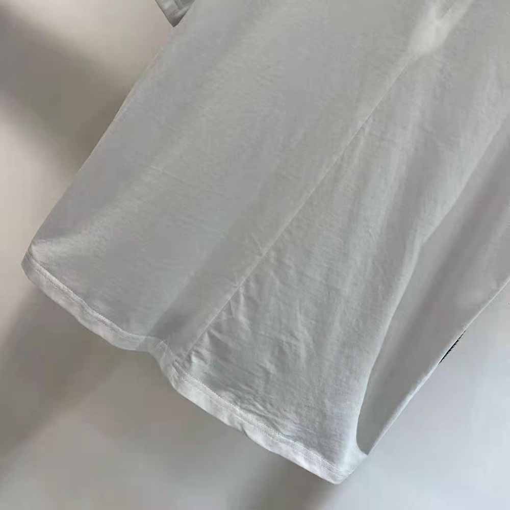 Prada Women Studded Chiffon and Jersey T-shirt-White