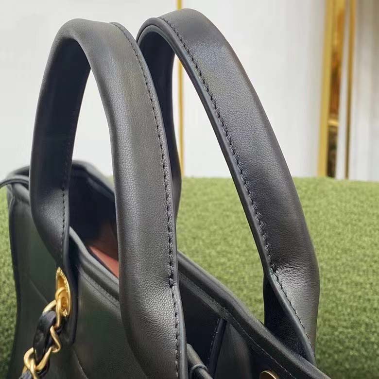 Chanel Women CC Large Shopping Bag Calfskin Aged Gold-Tone Metal Black