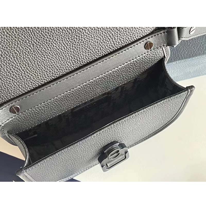 Dior Unisex CD Gallop Messenger Bag Black Grained Calfskin Interior Embossed Signature