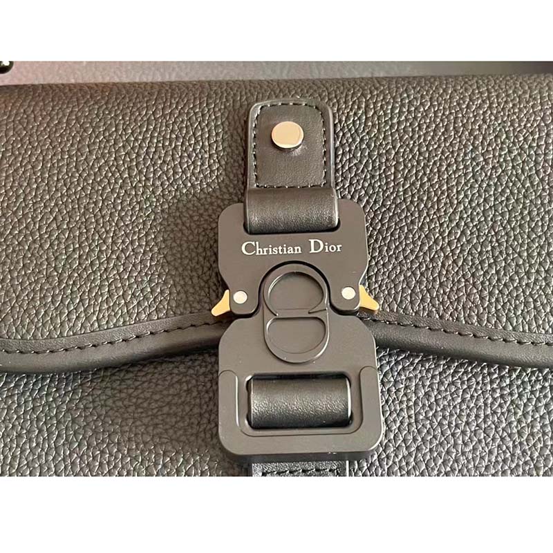 Dior Unisex CD Gallop Messenger Bag Black Grained Calfskin Interior Embossed Signature