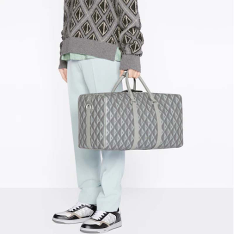 Dior Unisex CD Lingot 50 Duffle Bag Gray CD Diamond Canvas