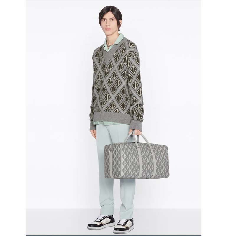 Dior Unisex CD Lingot 50 Duffle Bag Gray CD Diamond Canvas
