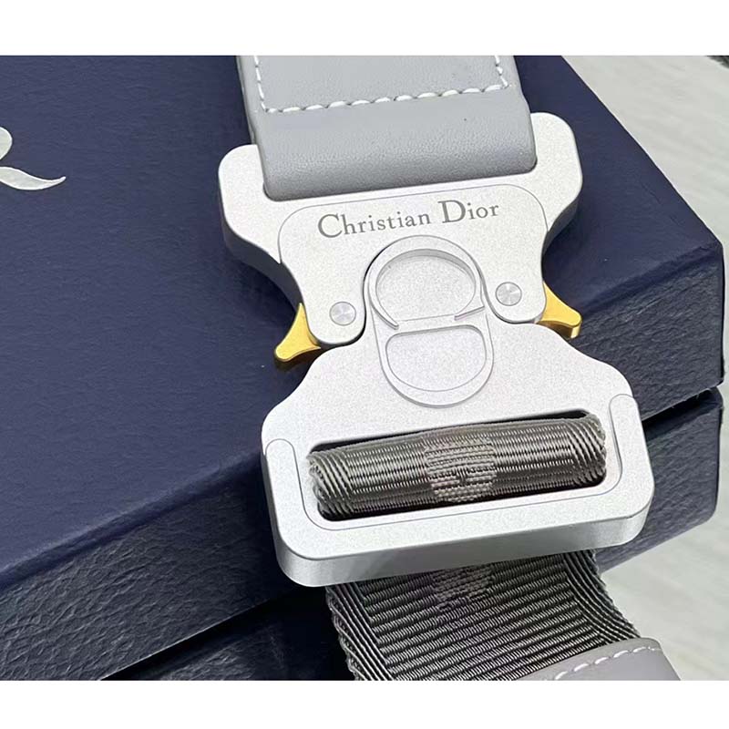 Dior Unisex CD Saddle Bag Gray CD Diamond Canvas Smooth Calfskin