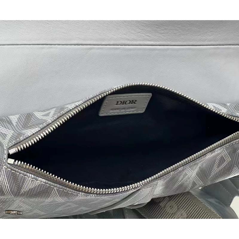 Dior Unisex CD Saddle Bag Gray CD Diamond Canvas Smooth Calfskin