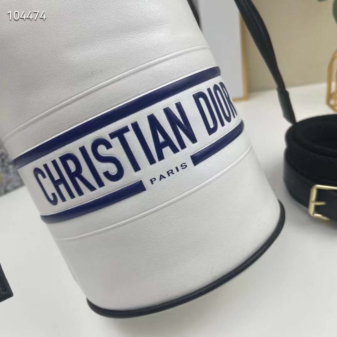 Dior Unisex CD Small Dior Vibe Bucket Bag White Blue Smooth Calfskin