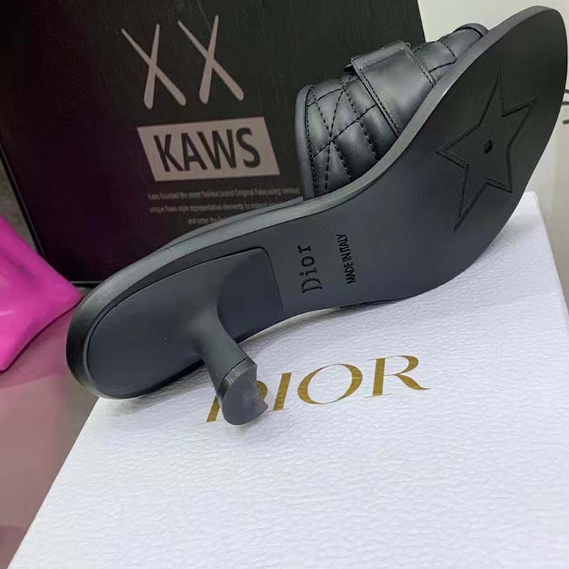 Dior Women CD Dio(r) Evolution Heeled Slide Black Quilted Cannage Calfskin 8 cm Heel
