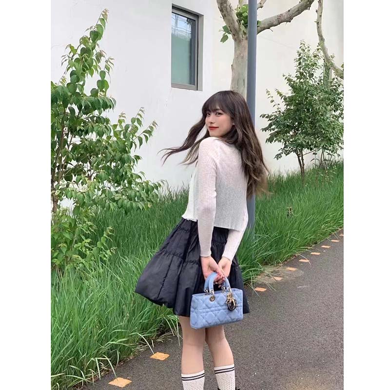Dior Women Lady D-Joy Bag Blue Cannage Denim