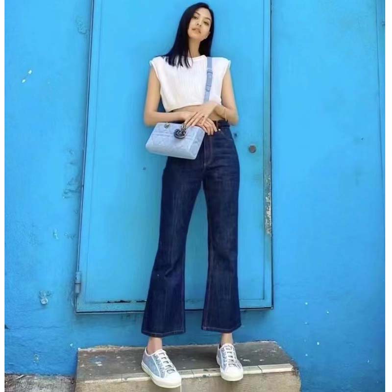 Dior Women Lady D-Joy Bag Blue Cannage Denim